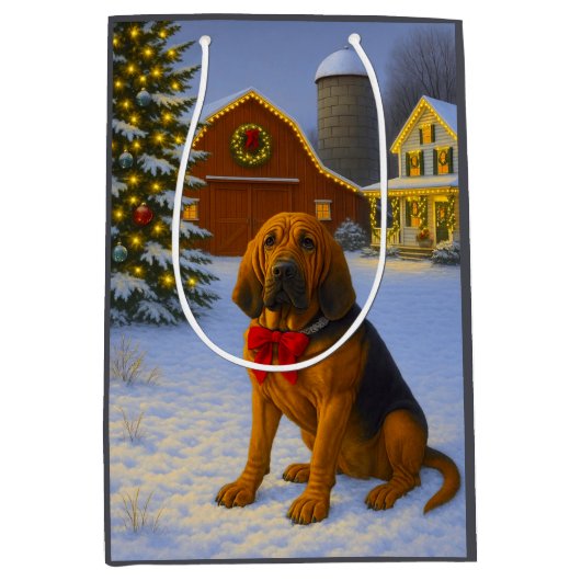 Bloodhound Holiday Card Medium Cadeauzakje (Voorkant)