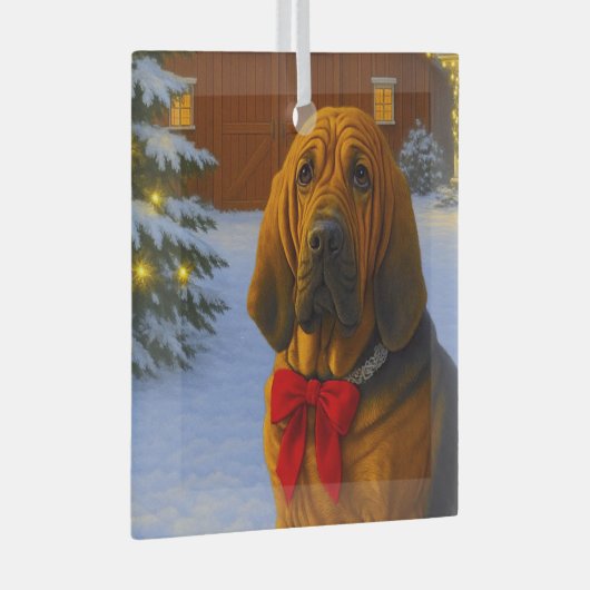 Bloodhound Holiday  Glas Ornament (Voorkant Rechts)