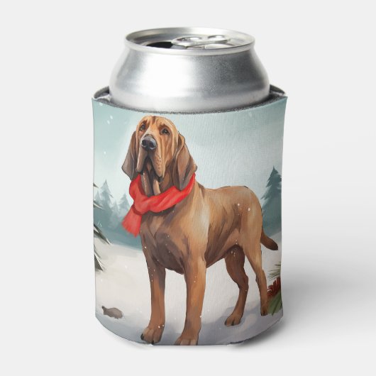 Bloodhound Hond in Sneeuw Kerstmis Blikjeskoeler (Blikje Voorkant)