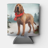Bloodhound Hond in Sneeuw Kerstmis Blikjeskoeler (Voorkant)