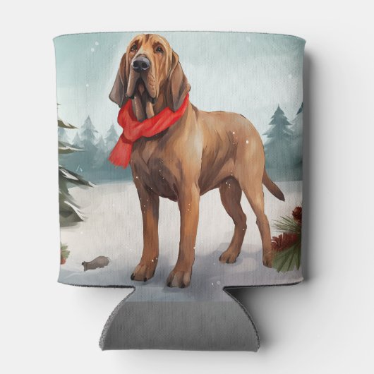 Bloodhound Hond in Sneeuw Kerstmis Blikjeskoeler (Achterkant)