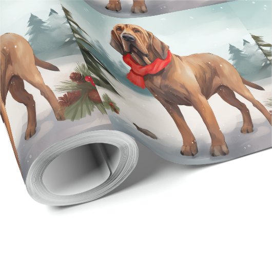 Bloodhound Hond in Sneeuw Kerstmis Cadeaupapier (Rol Hoek)
