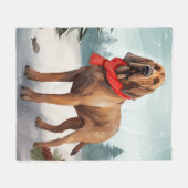 Bloodhound Hond in Sneeuw Kerstmis Fleece Deken (Voorkant (Horizontaal))