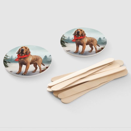 Bloodhound Hond in Sneeuw Kerstmis Handwaaier (Niet-gemonteerd)