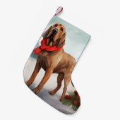 Bloodhound Hond in Sneeuw Kerstmis Kleine Kerstsok (Voorkant (Hangend))