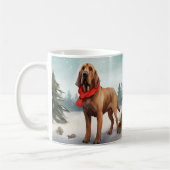 Bloodhound Hond in Sneeuw Kerstmis Koffiemok (Links)