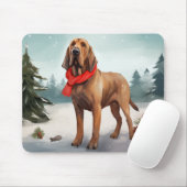 Bloodhound Hond in Sneeuw Kerstmis Muismat (Met muis)