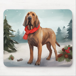 Bloodhound Hond in Sneeuw Kerstmis Muismat
