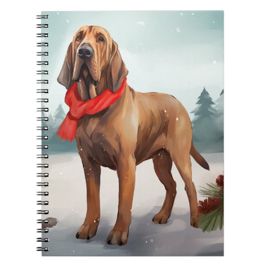 Bloodhound Hond in Sneeuw Kerstmis Notitieboek (Voorkant)