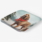 Bloodhound Hond in Sneeuw Kerstmis Papieren Bordje (Gebogen)