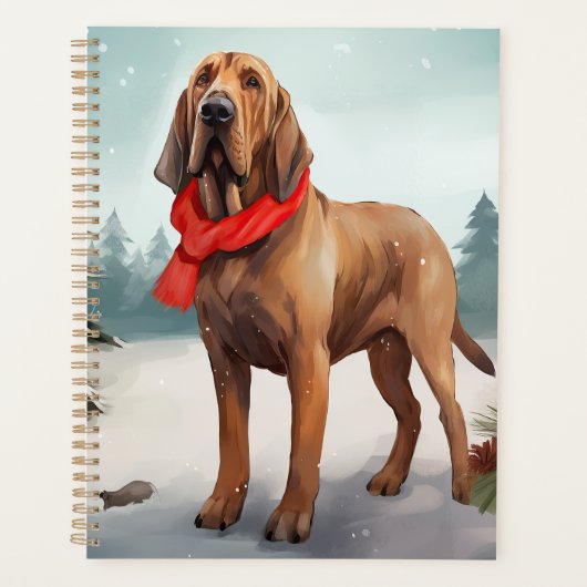 Bloodhound Hond in Sneeuw Kerstmis Planner (Voorkant)