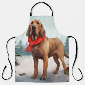 Bloodhound Hond in Sneeuw Kerstmis Schort (Voorkant)