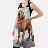 Bloodhound Hond in Sneeuw Kerstmis Schort (Insitu)