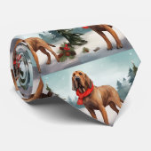 Bloodhound Hond in Sneeuw Kerstmis Stropdas (Opgerold)