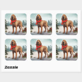 Bloodhound Hond in Sneeuw Kerstmis Vierkante Sticker (Vel)