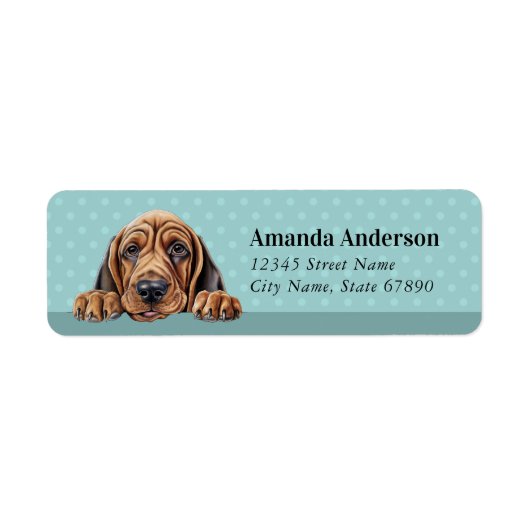 Bloodhound hond retour adreslabels etiket (Voorkant)