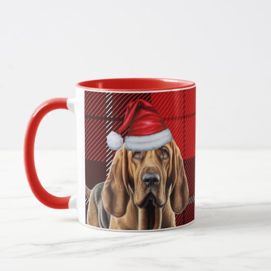 Bloodhound Hondenliefhebber Red Holiday Plaid Chri Mok (Links)