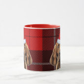 Bloodhound Hondenliefhebber Red Holiday Plaid Chri Mok (Midden)