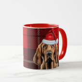 Bloodhound Hondenliefhebber Red Holiday Plaid Chri Mok (Voorkant rechts)