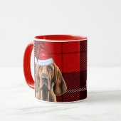 Bloodhound Hondenliefhebber Red Holiday Plaid Chri Mok (Voorkant links)