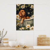 Bloodhound In Badposter, Grappige Hond Poster (Keuken)