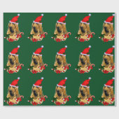 Bloodhound in Santa Hat Kerstmis Cadeaupapier (Vlak)