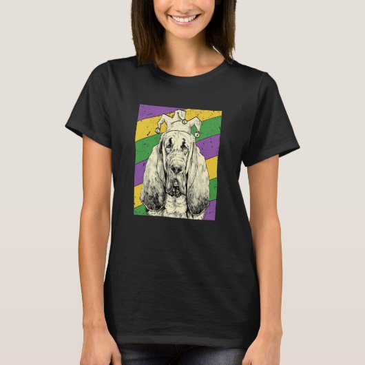Bloodhound Jester Mardi Gras Dog Mom or Dad T-shirt (Voorkant)