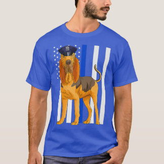 Bloodhound K9 Police Officer USA Flag Gift T-shirt