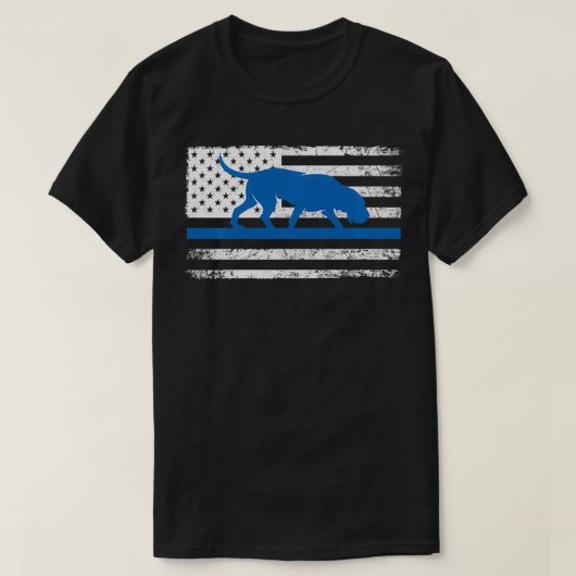 Bloodhound K9 politieagent Vlag Thin Blue Li T-shirt (Design voorkant)