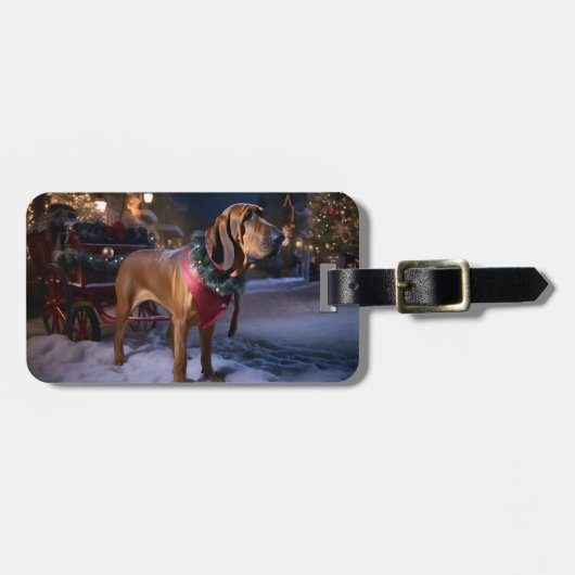 Bloodhound Kerst Feestelijke Periode Bagagelabel (Voorkant horizontaal)