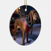 Bloodhound Kerst Feestelijke Periode Keramisch Ornament (Rechts)