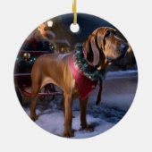 Bloodhound Kerst Feestelijke Periode Keramisch Ornament (Achterkant)