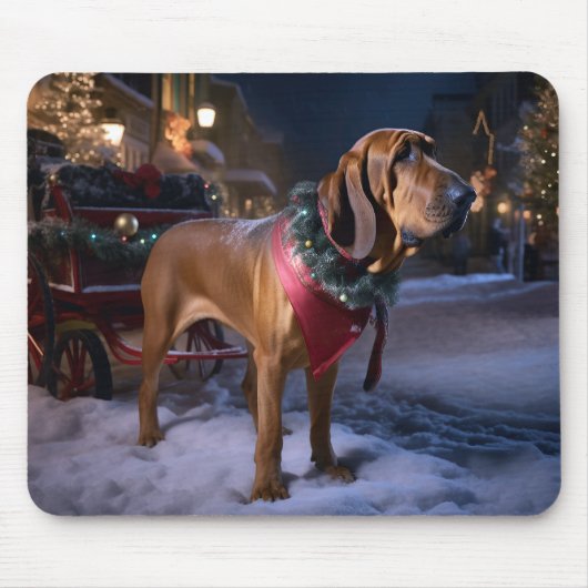 Bloodhound Kerst Feestelijke Periode Muismat (Voorkant)