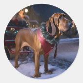 Bloodhound Kerst Feestelijke Periode Ronde Sticker (Voorkant)