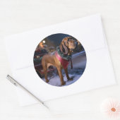 Bloodhound Kerst Feestelijke Periode Ronde Sticker (Envelop)