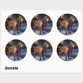 Bloodhound Kerst Feestelijke Periode Ronde Sticker (Vel)