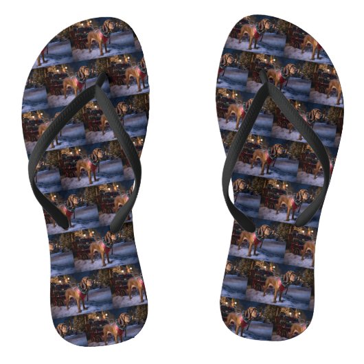 Bloodhound Kerst Feestelijke Periode Teenslippers (Voetbed)