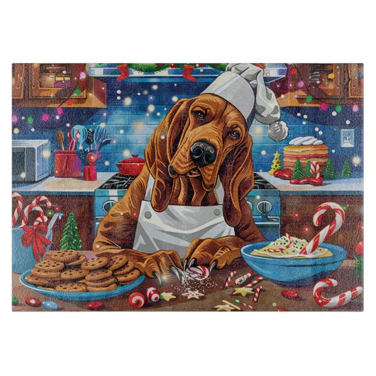 Bloodhound Kerstbakfeest: Festieve Kerstmis Snijplank (Voorkant)