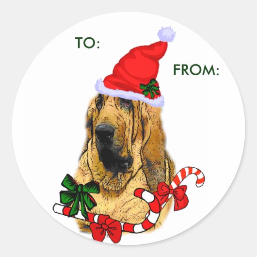 Bloodhound kerstcadeaus, AAN:, VAN: Ronde Sticker (Voorkant)
