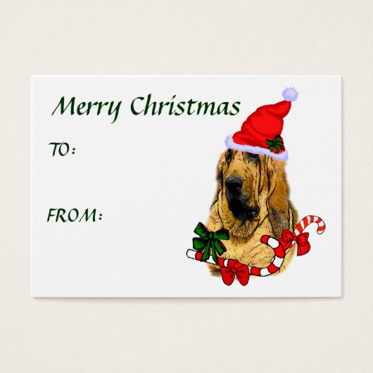 Bloodhound kerstcadeautags visitekaartjes (Voorkant)