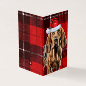 Bloodhound Kersthond met rode Holiday Plaid Kaart (Buitenkant)