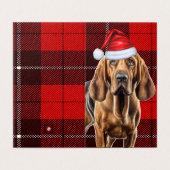 Bloodhound Kersthond met rode Holiday Plaid Kaart (Buitenkant ongevouwen)