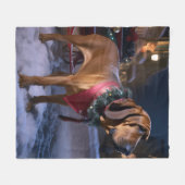 Bloodhound Kerstmis Feestelijk Seizoen Fleece Deken (Voorkant (Horizontaal))