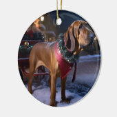 Bloodhound Kerstmis Feestelijk Seizoen Keramisch Ornament (Links)