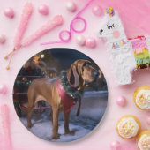 Bloodhound Kerstmis Feestelijk Seizoen Papieren Bordje (Feest)