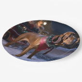 Bloodhound Kerstmis Feestelijk Seizoen Papieren Bordje (Gekanteld)