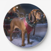 Bloodhound Kerstmis Feestelijk Seizoen Papieren Bordje (Voorkant)