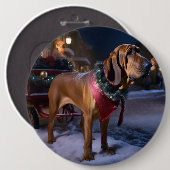 Bloodhound Kerstmis Feestelijk Seizoen Ronde Button 6,0 Cm (Voorkant /achterkant)
