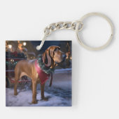 Bloodhound Kerstmis Feestelijk Seizoen Sleutelhanger (Achterkant)