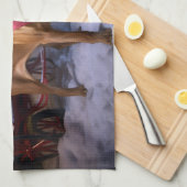 Bloodhound Kerstmis Feestelijk Seizoen Theedoek (Quarter Fold)